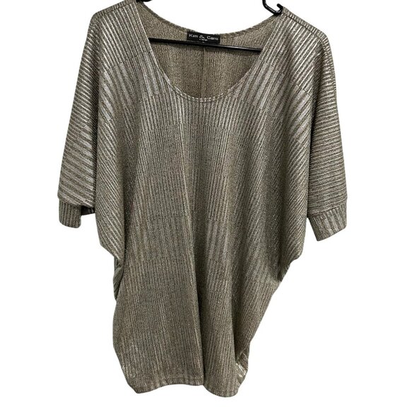 Kim & Cami Metallic Knit Dolman Sleeve Top Sz X-Large - Picture 1 of 10